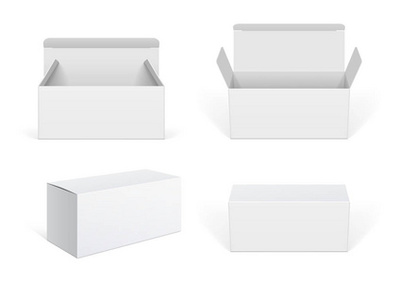 现实的白色包装纸箱。软件、 电子设备和其他产品。矢量图